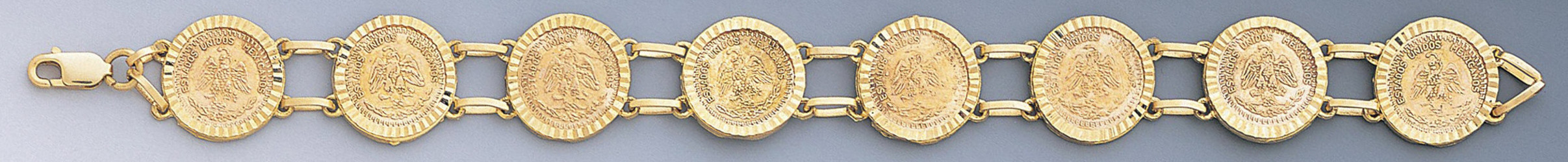 14k Gold 15mm Coin Bracelet 7 Inches